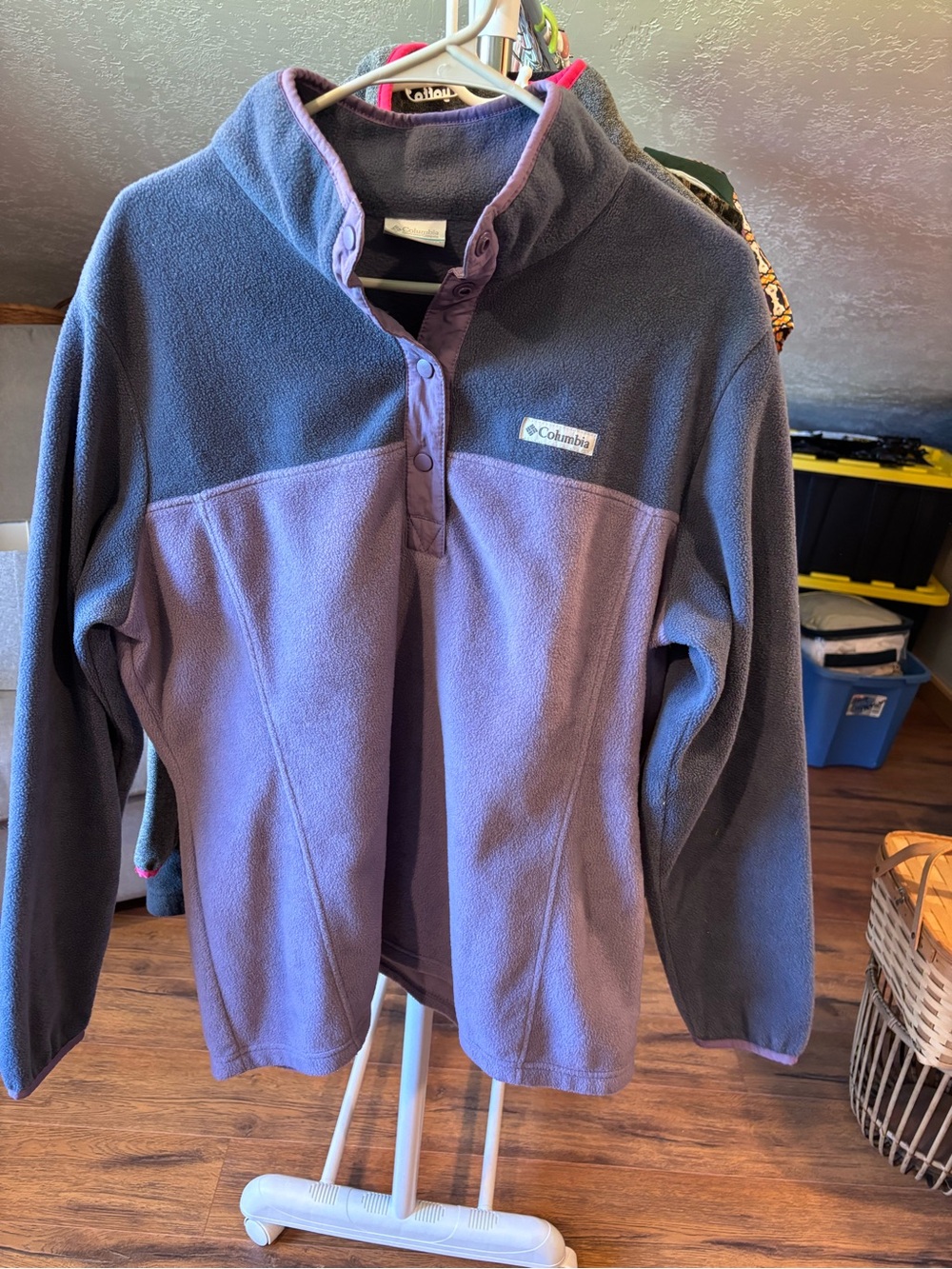 Columbia Lavender and Charcoal Snap Fleece Pullover